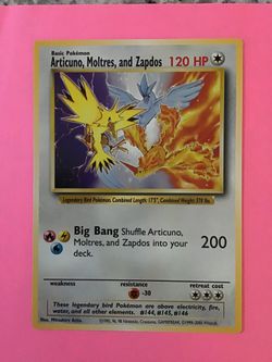 Articuno, Moltres, and Zapdos Oversized Pokemon Card.