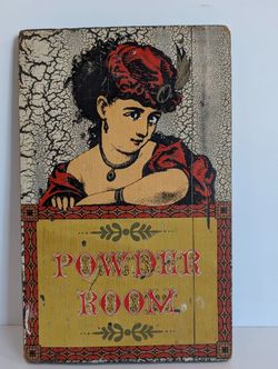 Powder Room Sign - Vintage Wooden Powder Room Sign Victorian Lady Rustic Wall Decor Distressed