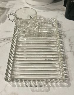 Hazel-Atlas Glass Snack “Sip and Smoke” Set