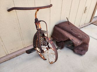 Old Murray Pedal Car Half & Vintage Tricycle Front 1/2 Metal Yard Art