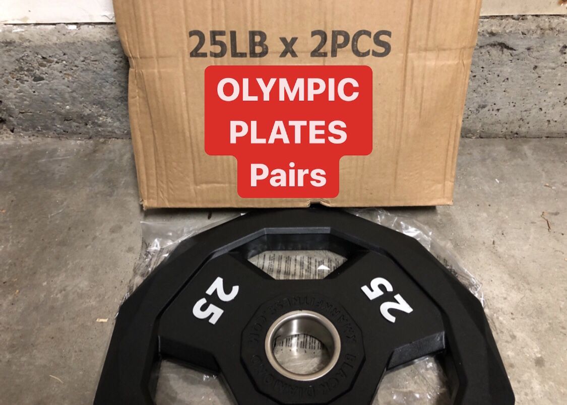 NEW IN BOX Olympic RUBBER Plates 25s PAIRS