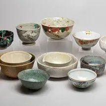  Vintage Japanese Stoneware Tea Bowls