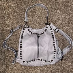 Light Gray Studded faux leather Backpack Bag