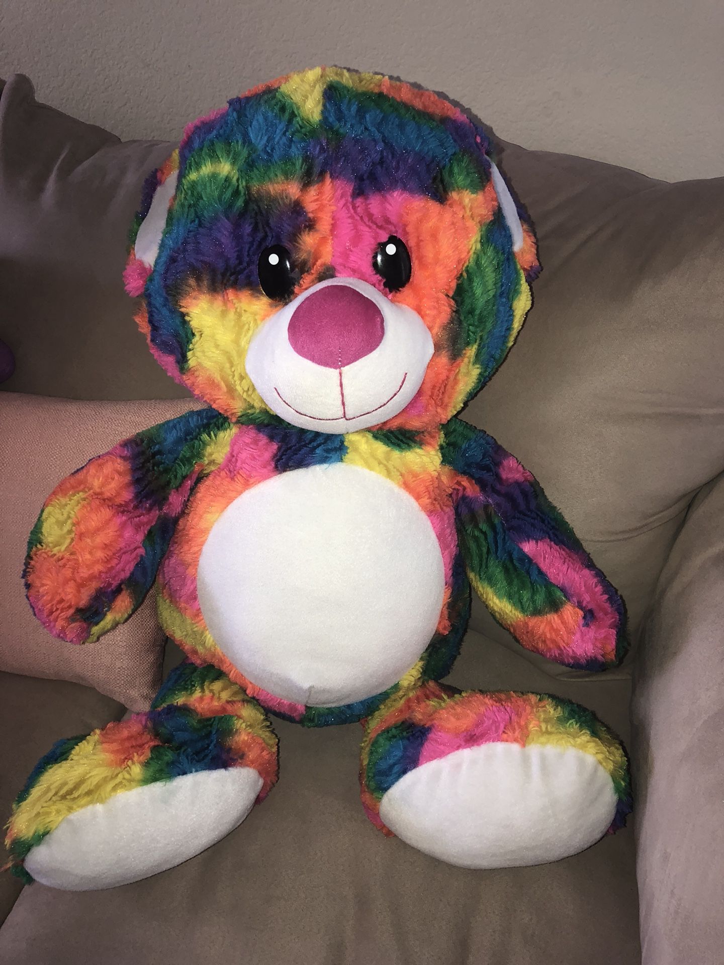 Large Beautiful rainbow multicolored plush stuffed animal