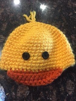 Handmade crochet duck/chick beanie