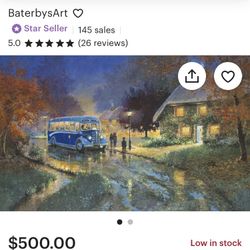 Blue Bus by Andrew Warden Framed Landscape Art Kinkade