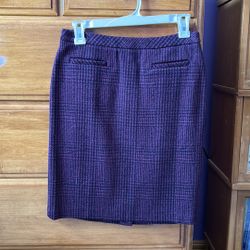 NWT Talbots Cranberry and Black Print Skirt