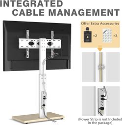 TV Floor Stand for 32-75 Inch Plasma LCD LED OLED Flat Panel or Curved Screen TVs, Swivel TV Stand Mount with Height Adjustment and Sturdy Wood Base