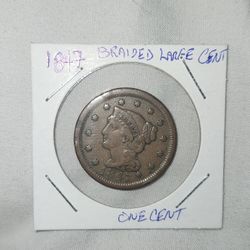 1847 Large Cent  Details Liberty Head 1C Coin