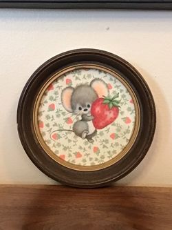 Vintage Gallery Wall Mouse and Strawberries Picture