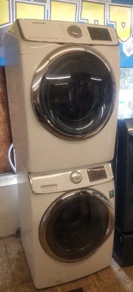 Samsung Front Load Stackable Washer and Electric Dryer Set with Military/Vet Discount, Warranty, and Easy Finance Available! Affordable Appliances!