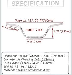 7/8" 22mm Handlebar High-Rise Bar for Motorcycle Dirt Bike, CHROME