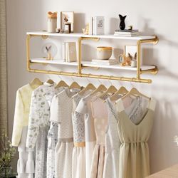Industrial Pipe Clothing Rack with Shelves