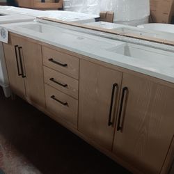 72in Modern Bathroom Vanity With Top And Sinks
