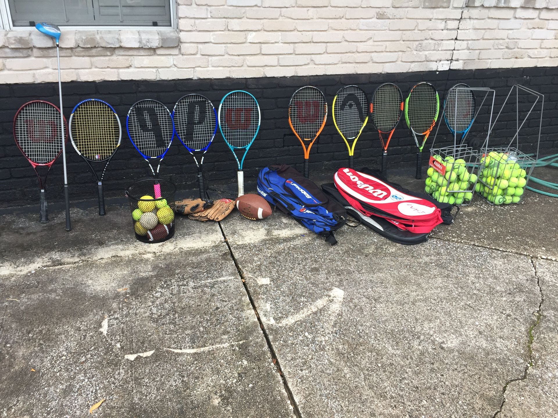 Tennis rackets,balls,carrier and bags