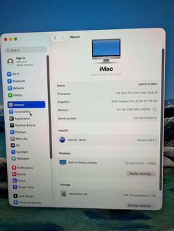 Apple iMac 27-inch Retina 5K 2020 i9 64gb 2tb