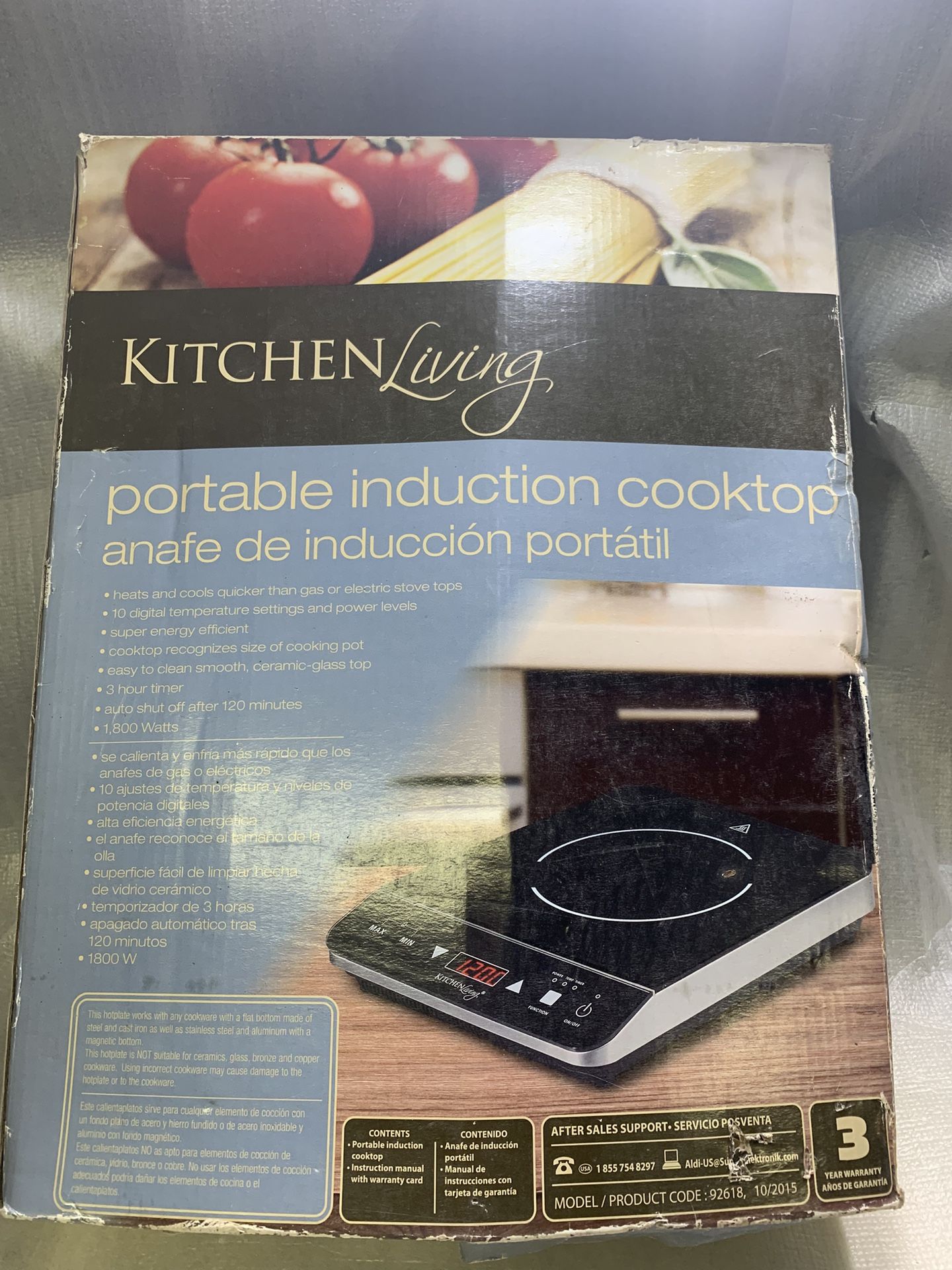 Kitchen Living Portable Induction Cooktop Burner 1800W Model 92618 – New in Box