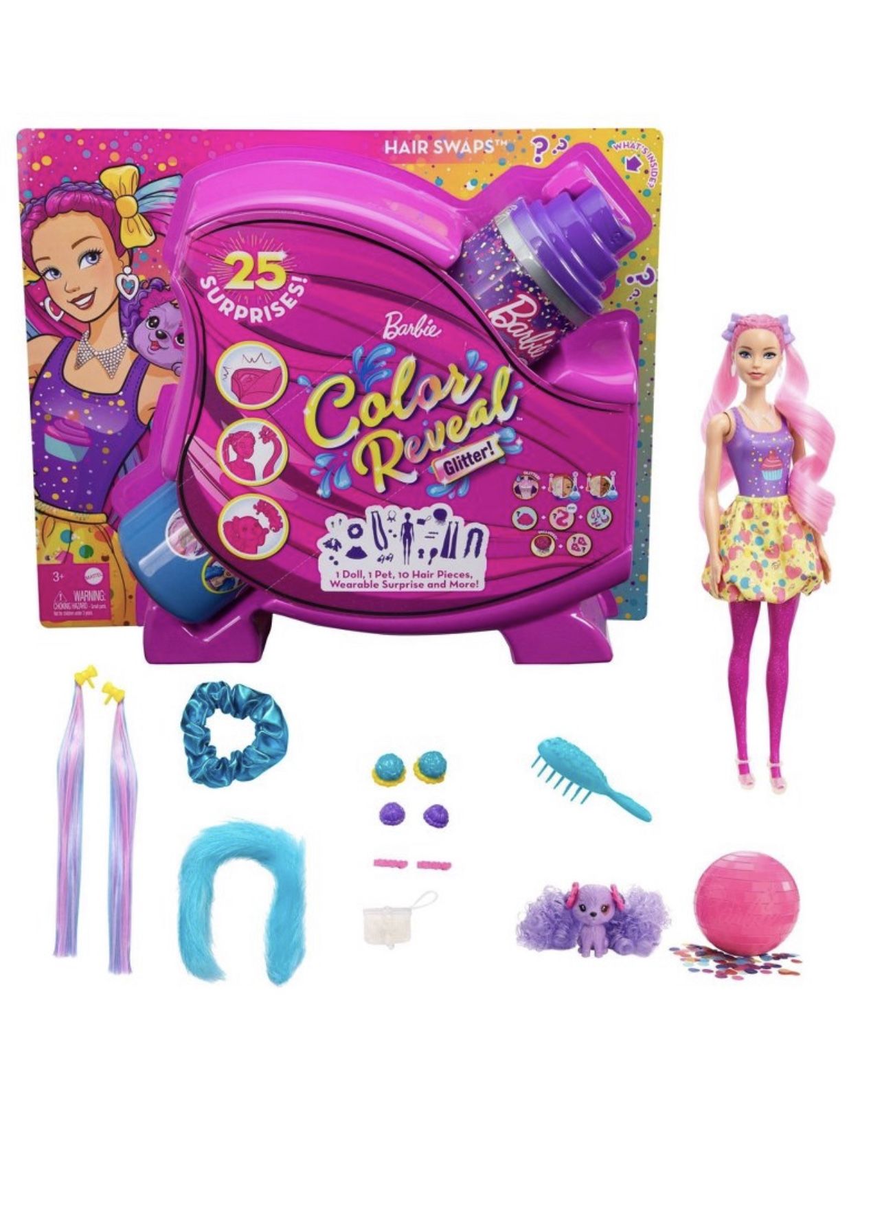 Barbie color reveal glitter doll