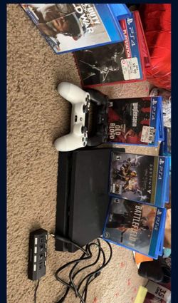 Ps4 Slim Two Controllers Cords And Games 