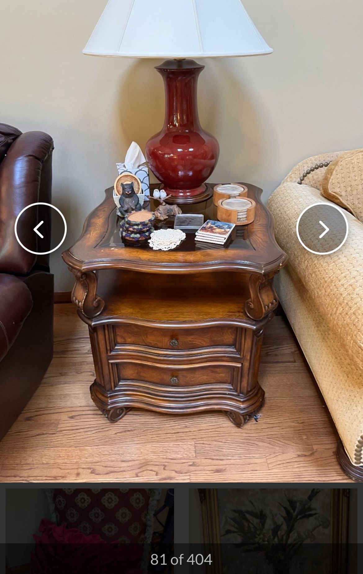 Solid End Table with Two Drawers