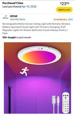LED motion sensor ceiling light rechargeable