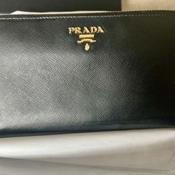 Prada Saffiano Long Zip Wallet 