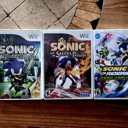 Wii Sonic the Hedgehog Wii Game Bundle - Black Knight, Secret Rings, Zero Gravity