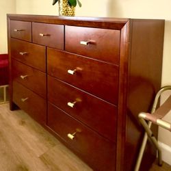 Dresser And Night Stand With Gold Knobs 