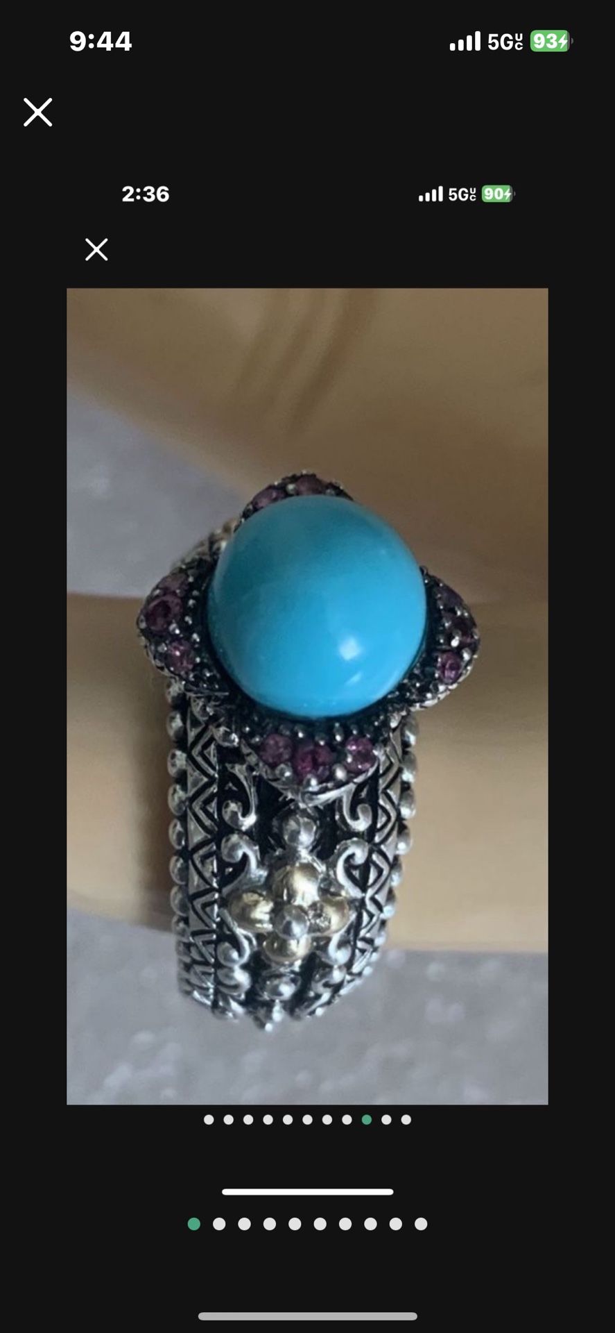 18kt / Sterling Turquoise & Rhodolite Barbara Bixby Ring
