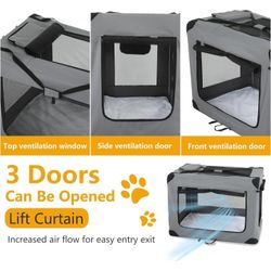 Collapsible Soft Sided Pet Carrier for Dogs and Cats, 24"x16"x16" - Convenient and Comfortable Travel Solution for Small Animals (Black)

