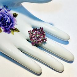 Sterling Silver.925 Stamped Raspberry Rhodochrosite Garnet Ring.