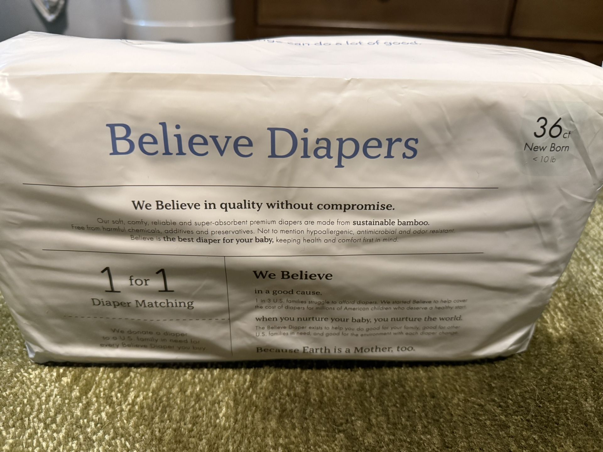 12 Packs Of BELIEVE BAMBOO DIAPERS