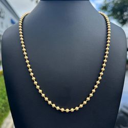 Jewelry New 18k yellow gold solid Ball chain necklace 25.50” 4.50mm