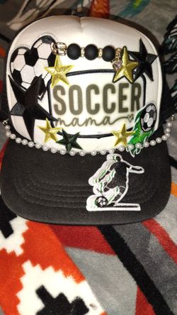 Soccer Mama Trucker Hat with Patches and Beads