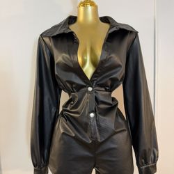 Black Leather Jumper