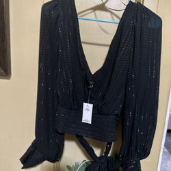 Banana Republic Factory Cropped Metallic Blouse. Size 10