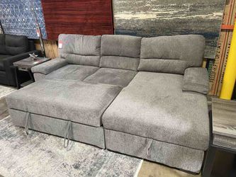 Easy Finance, Ashley's Pull-Out Sleeper Sectional, Gray color, SKU#1074605