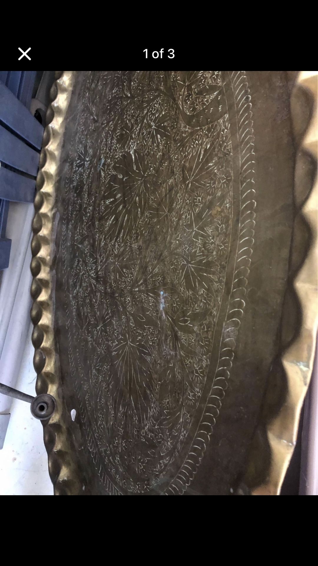Large Brass Pie Corner Tray For Coffee Table Or Wall Hanging. Gorgeous
