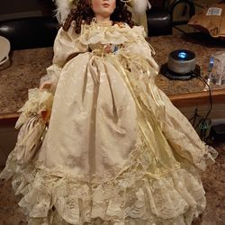 Porcelain Doll In White Dress-NEW