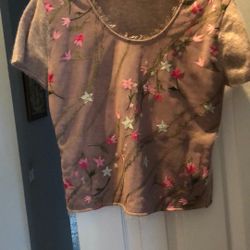 Moschino 100% Cashmere Embellished WFlowers.  S