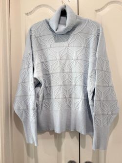 Venus plus size light blue with sparkles turtle neck womens sweater