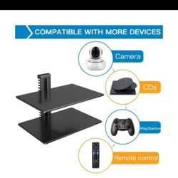 The PERLESMITH Floating AV Shelf Double Wall Mount shelf holds up to 17.6lbs,