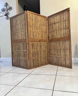Vintage Bamboo 3 Panel Room Divider 24” Panel 72” 48”H
