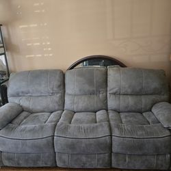 Gray Triple Electric Reclining Sofa