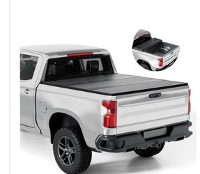 Tono King FRP Hard Folding Truck Bed Tonneau Cover Compatible With 2007-2026 Chevy Silverado/GMC Sierra 1500 5' 8" Bed (69.6"), Tri Fold Style