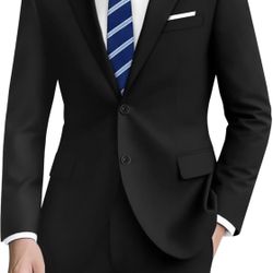 Men's Suit 2-Piece Slim Fit,Two-Button Blazer and Adjustable Waist Pants