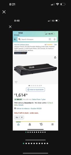 Life Span Under Desk Free Standing Treadmill Like New Excellent Condition Cost Almost $2,000 New 