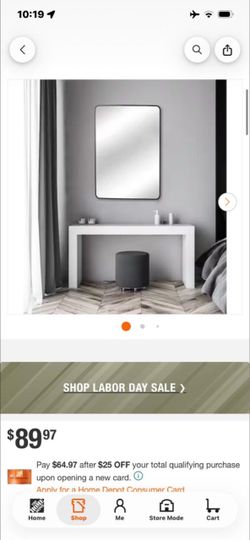 Black Rounded Rectangle Wall Mirror