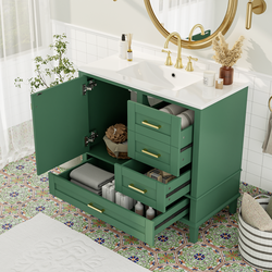 Homy Casa Bathroom Vanity with Solid Pine Frame and Storage Drawers