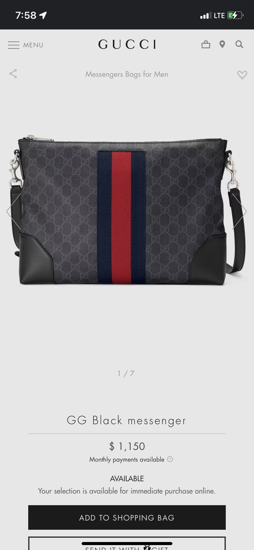 Gucci GG Supreme Web Messenger Bag Authentic